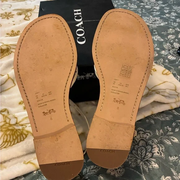 Coach Elegant White Strappy Sandals Sold Out Online Heel 0.5” EUC Wore 2 Times - Picture 7 of 9